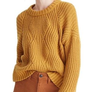 Cable Knit Madewell Chunky Sweater Creamy Yellow Mustard Gold